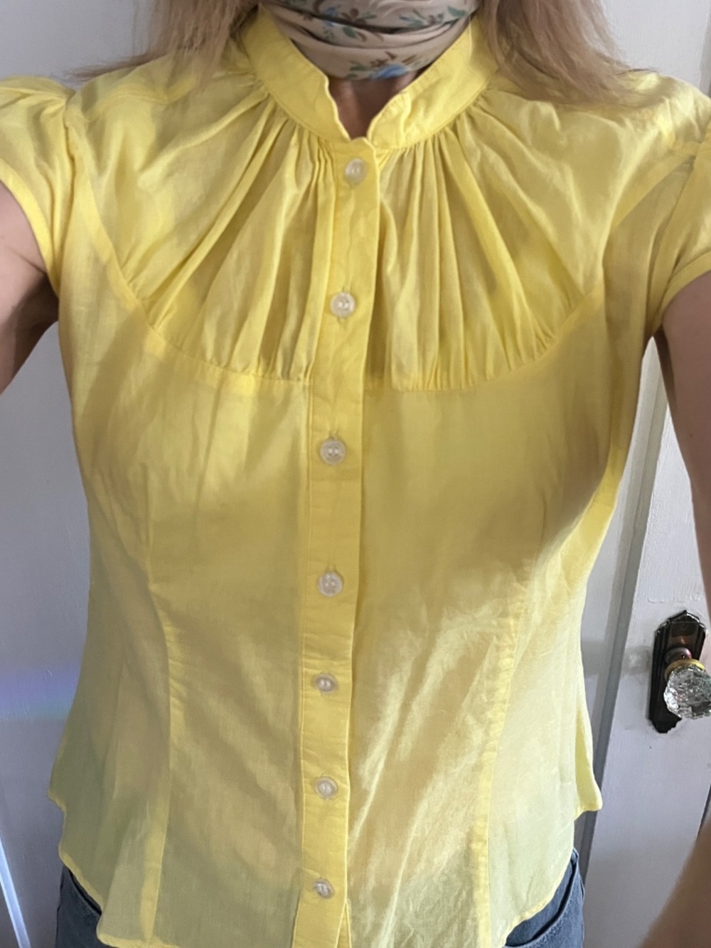 Y2K Rouched Romy Cap Sleeve Yellow Top - Medium - Picture 8 of 10